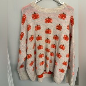 Vince Camuto Pumpkin Motif Sweater - Cream and Orange